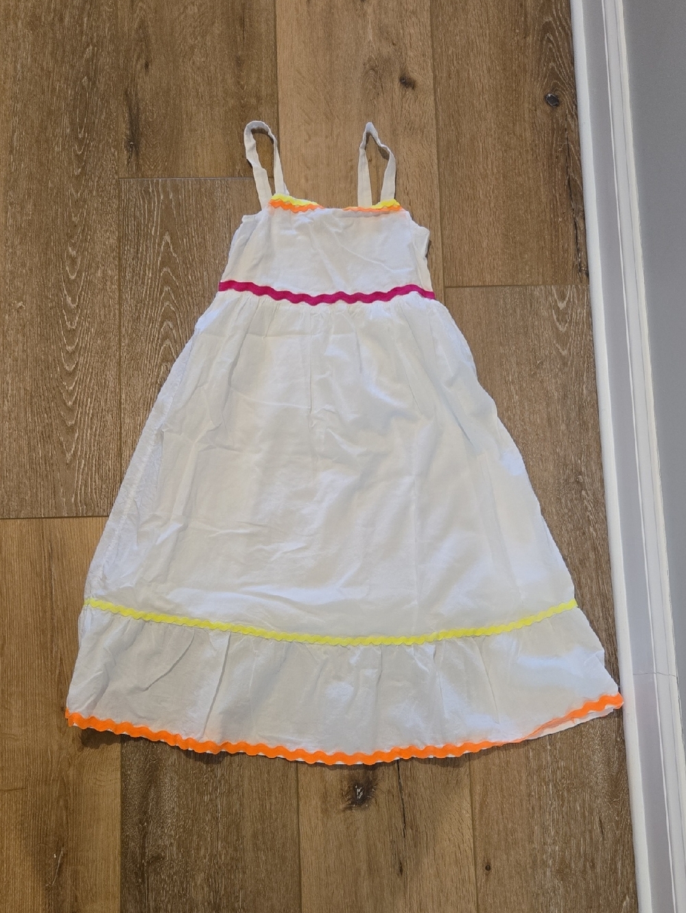White Sundress with Pastel Trim